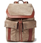 Brunello Cucinelli - Leather-Trimmed Suede Backpack - Neutrals