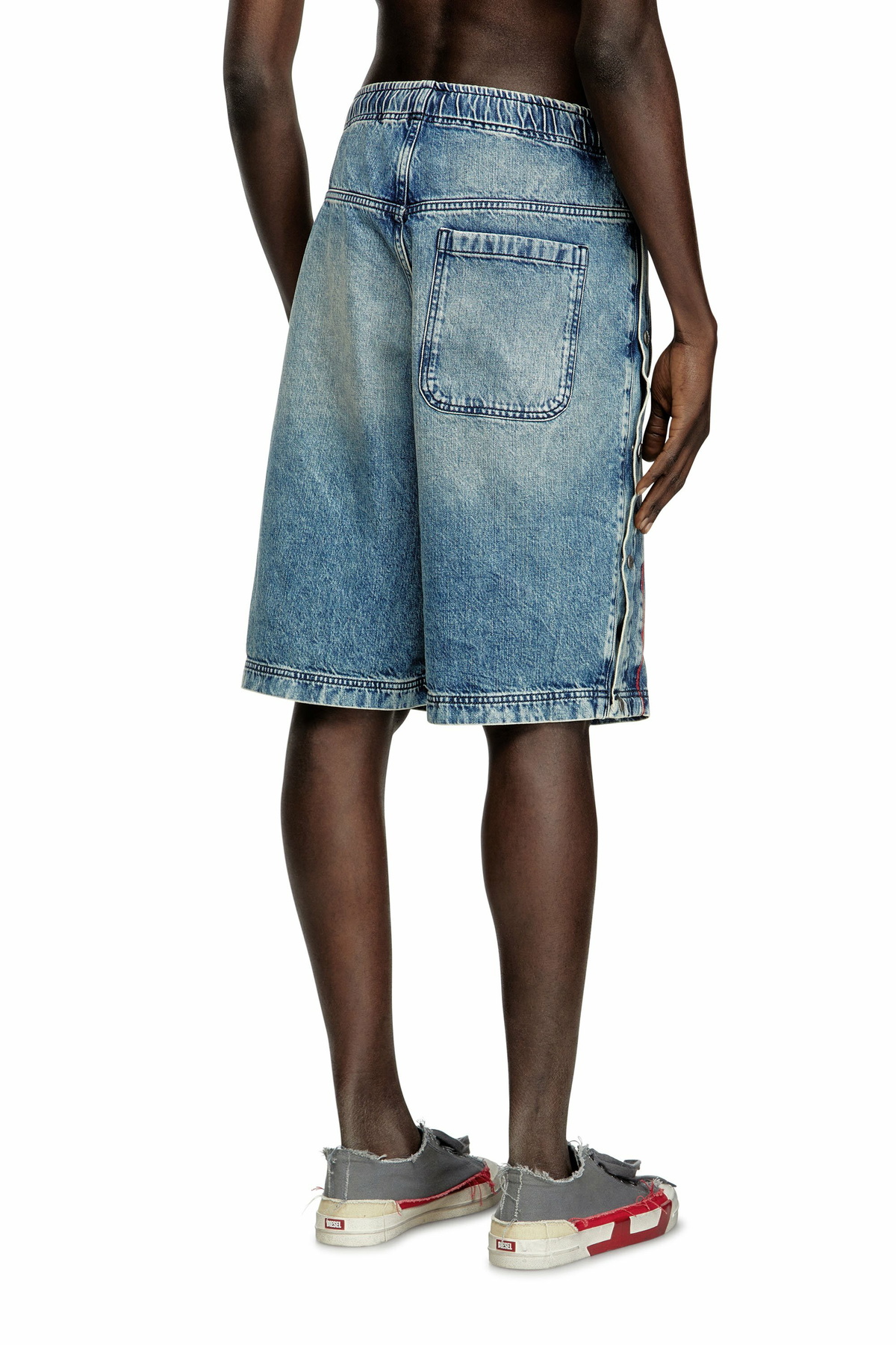 Diesel Denim shorts with red piping - Shorts - Unisex - Blue