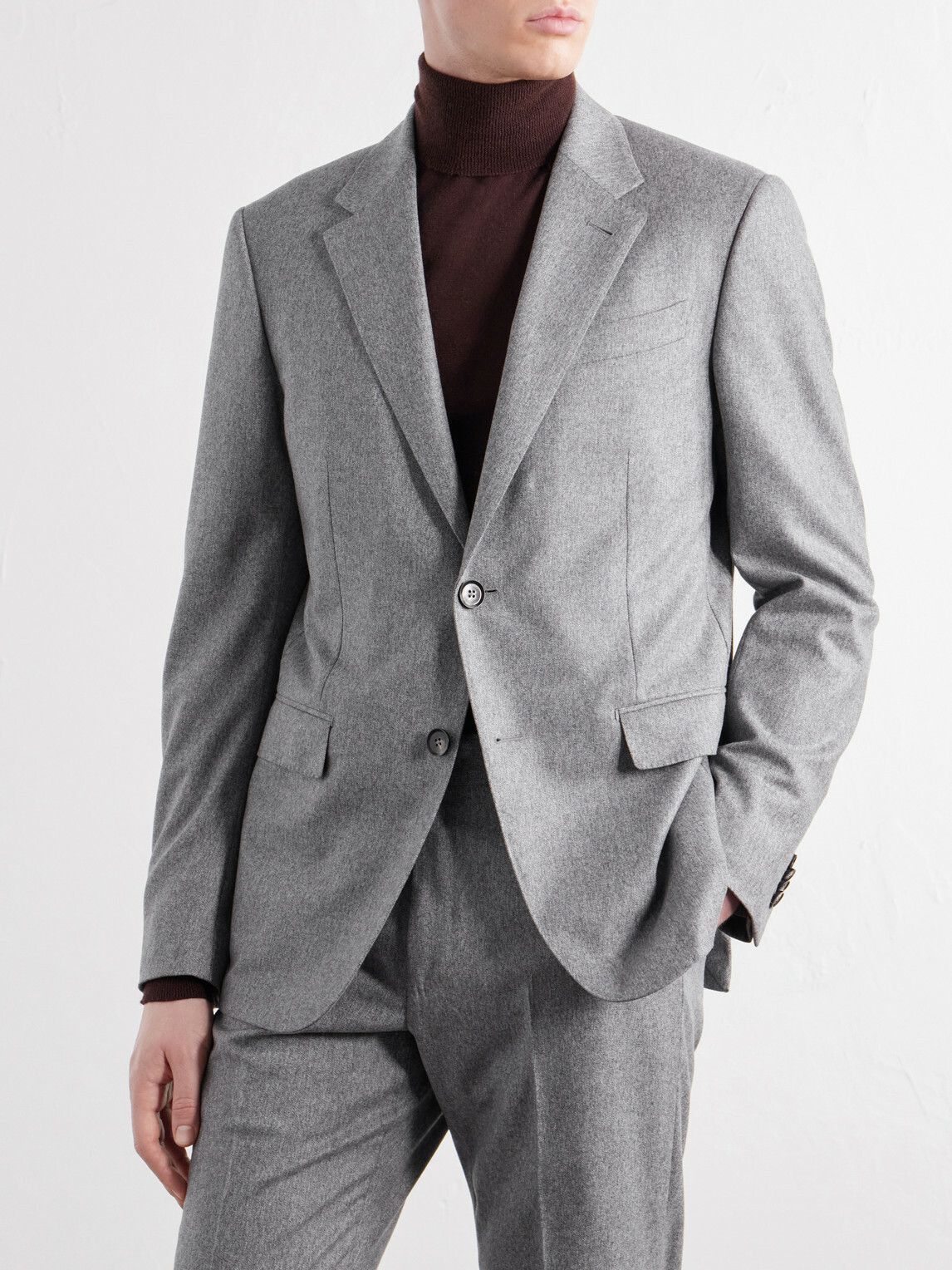 Zegna - Wool and Cashmere-Blend Mélange Flannel Suit Jacket - Gray