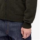 Beams Plus Men's 7G Elbow Patch Cardigan in Olive