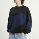 NOMARHYTHM TEXTILE Men's Hand Dye Twist Sweatshirt in Navy X Black