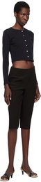 LESET Black Pointelle Crop Cardigan