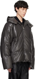 Nanushka Green Vili Vegan Leather Down Jacket