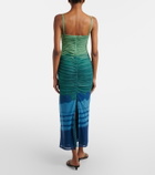 SIR Draped printed mesh maxi dress