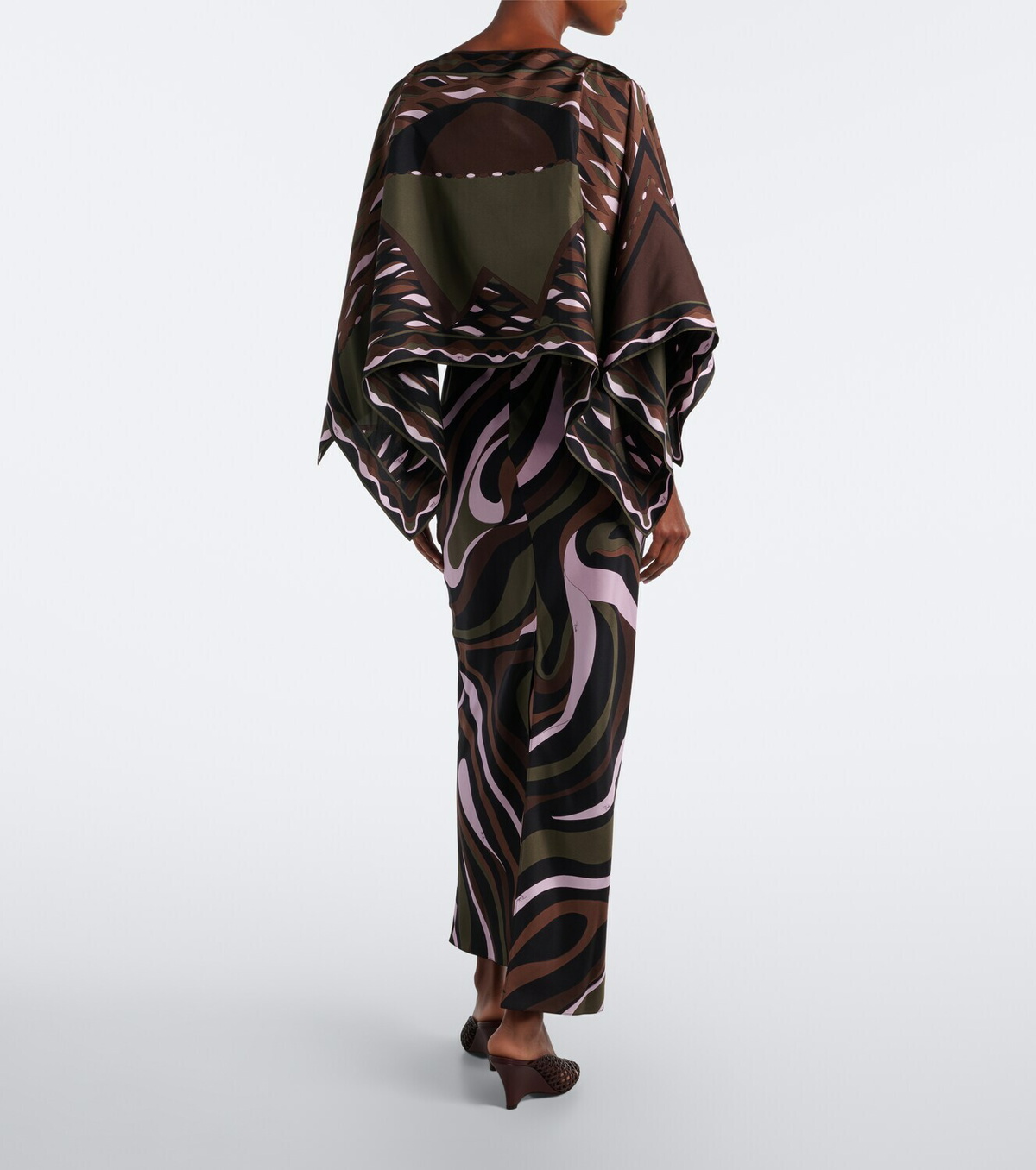 Pucci Marmo and Dune caped silk twill gown