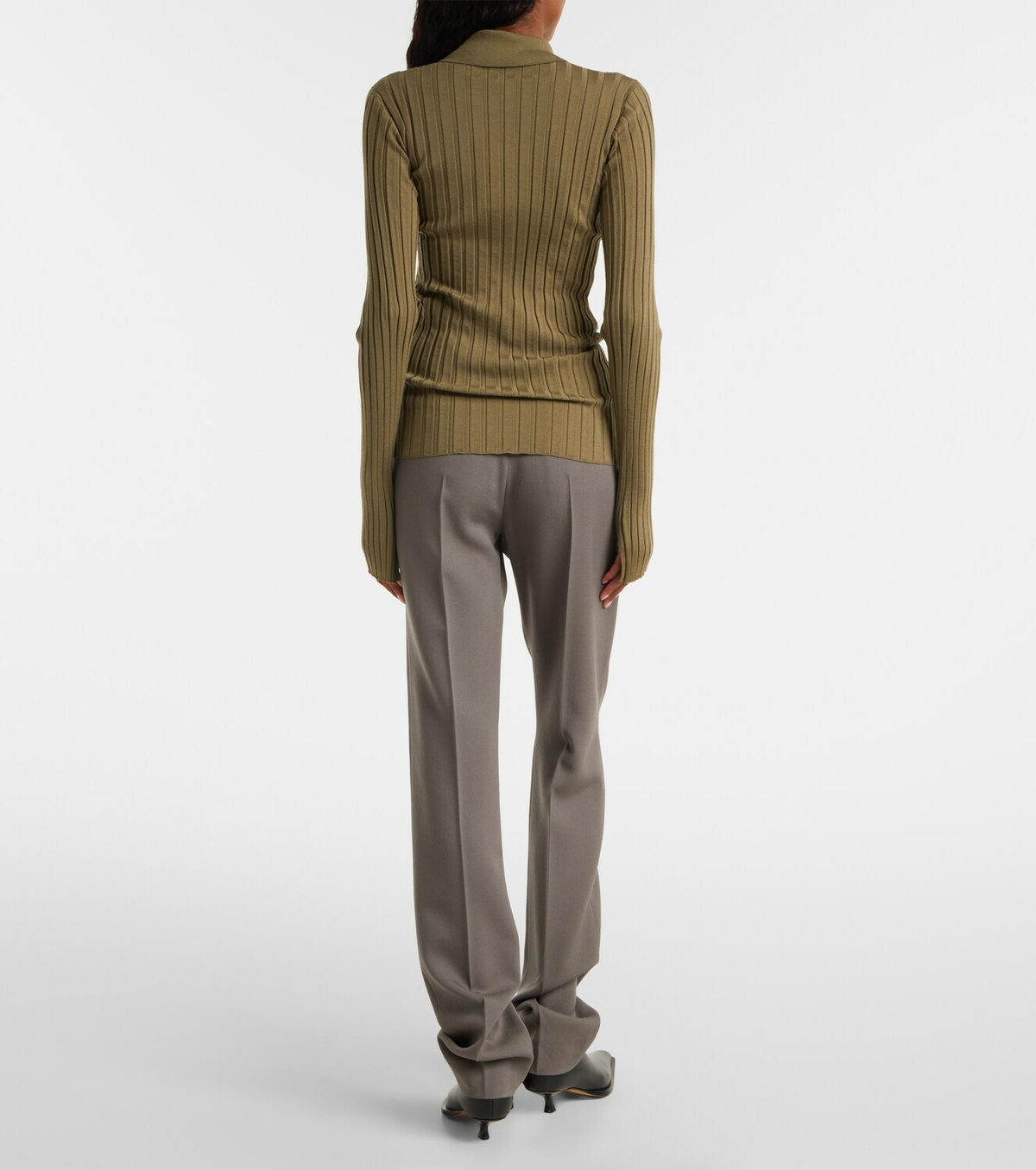 Calvin Klein Collection Ribbed-knit wool polo shirt