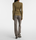 Calvin Klein Collection Ribbed-knit wool polo shirt