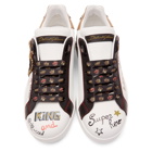 Dolce and Gabbana White and Black Printed Portofino Sneakers