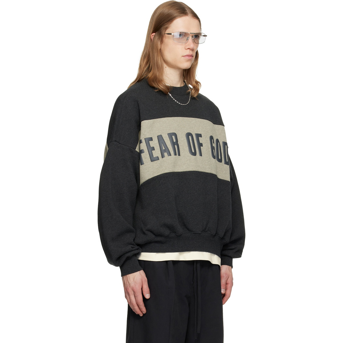 Fear of God ESSENTIALS Gray Cropped Relaxed Panelled Sweatshirt