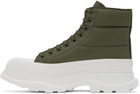 Alexander McQueen Khaki & White Tread Slick Boots