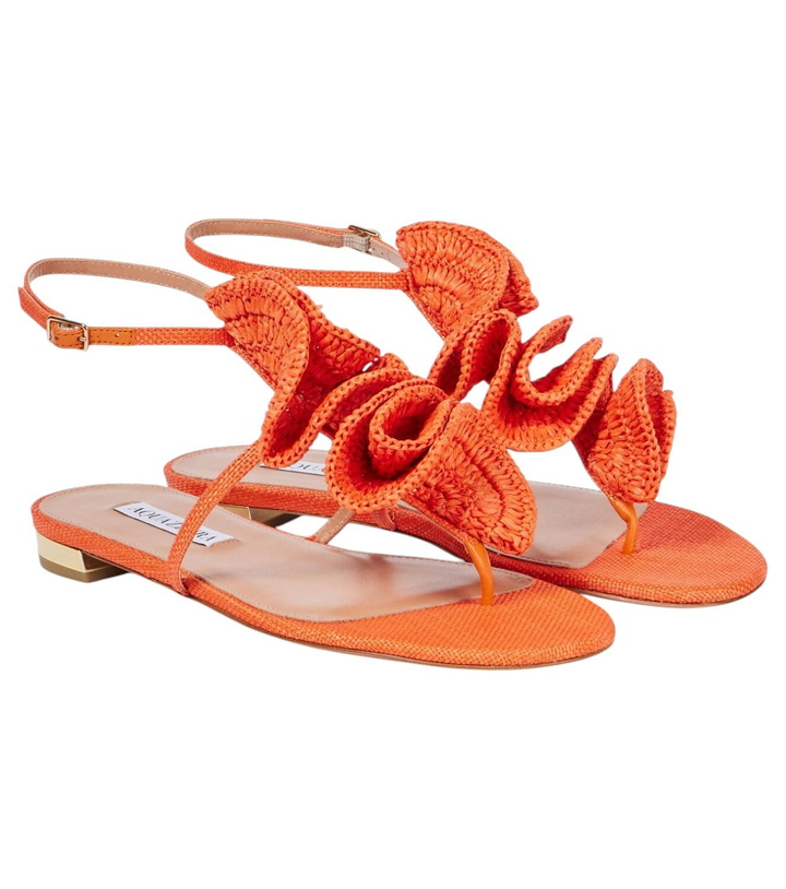 Photo: Aquazzura Noches Tropicales raffia thong sandals