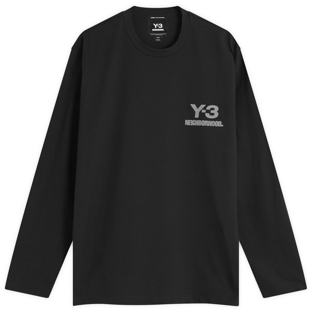 Y-3 Men's 3 Stripe Long sleeve T-shirt in Black/Off White Y-3