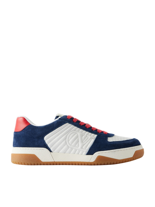 Photo: Valentino Garavani - Sparry Leather and Suede Sneakers - Blue
