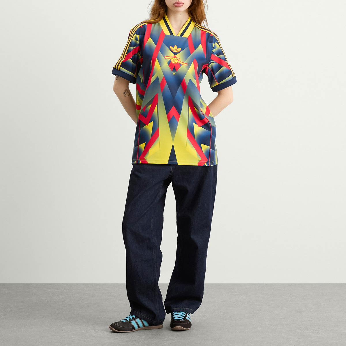 Adidas Arsenal FC. Lifestyler Jersey Top in Yellow/Pure Ruby/Night Indigo