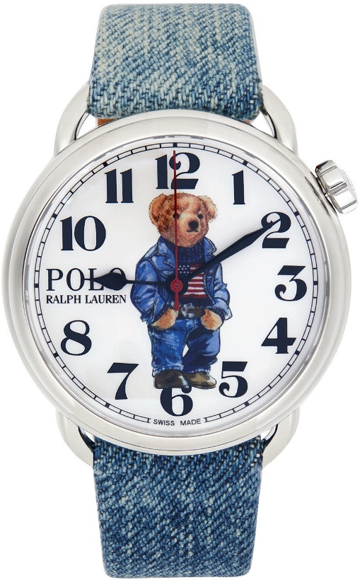 Photo: Polo Ralph Lauren Blue & Brown Denim Flag 'Polo Bear' 42mm Watch