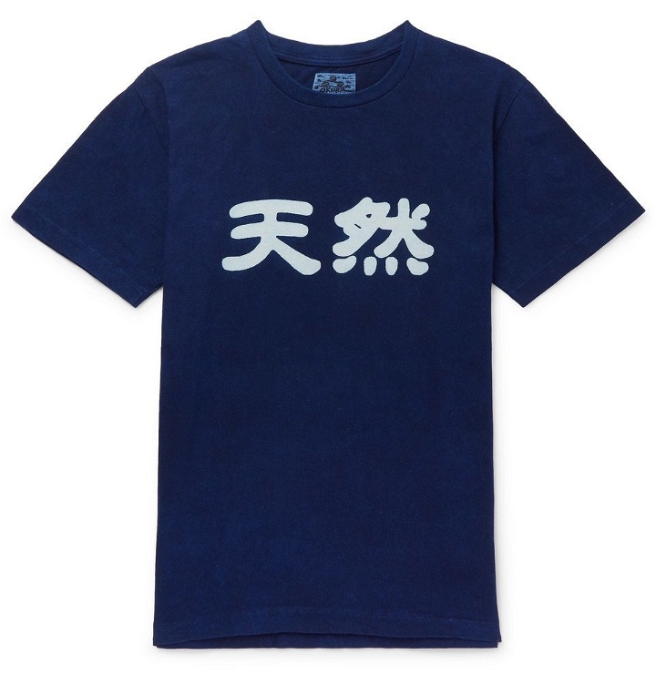 Photo: Blue Blue Japan - Printed Cotton-Jersey T-Shirt - Indigo