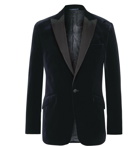 Favourbrook - Fawn Slim-Fit Grosgrain-Trimmed Cotton-Velvet Tuxedo Jacket - Blue
