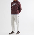 NIKE - Sportswear Club Logo-Print Fleece-Back Cotton-Blend Jersey Hoodie - Brown