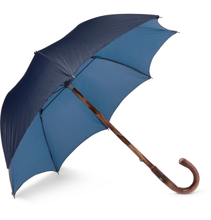 Photo: Francesco Maglia - Lord Chestnut Wood-Handle Two-Tone Umbrella - Blue