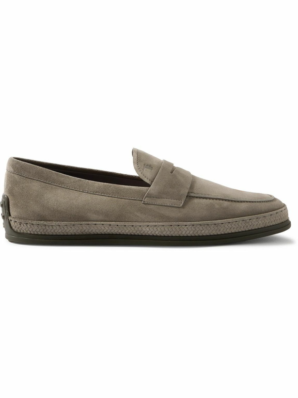 Photo: Tod's - Suede Penny Loafers - Gray