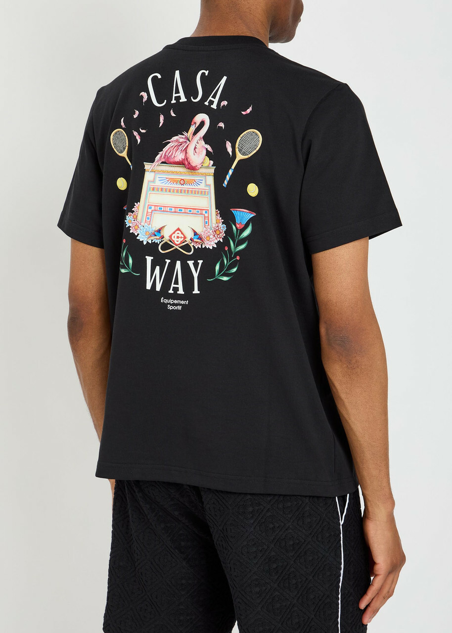 Casablanca Casaway Printed Cotton T-shirt Black