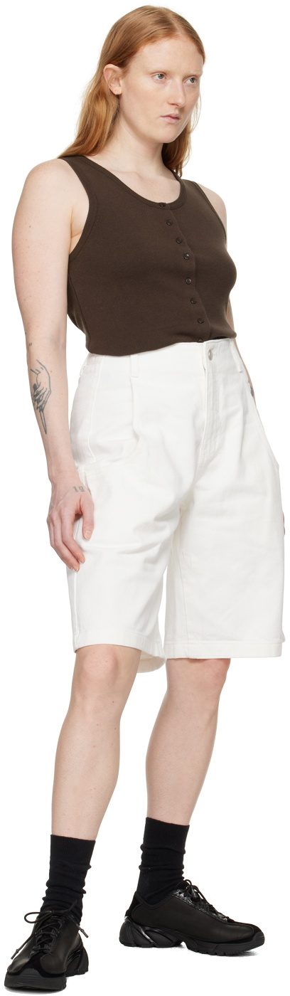 AMOMENTO White Pocket Denim Shorts
