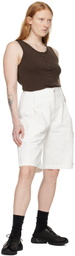 AMOMENTO White Pocket Denim Shorts