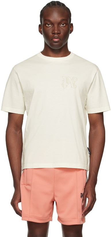 Photo: Palm Angels Off-White Monogram Slim T-Shirt