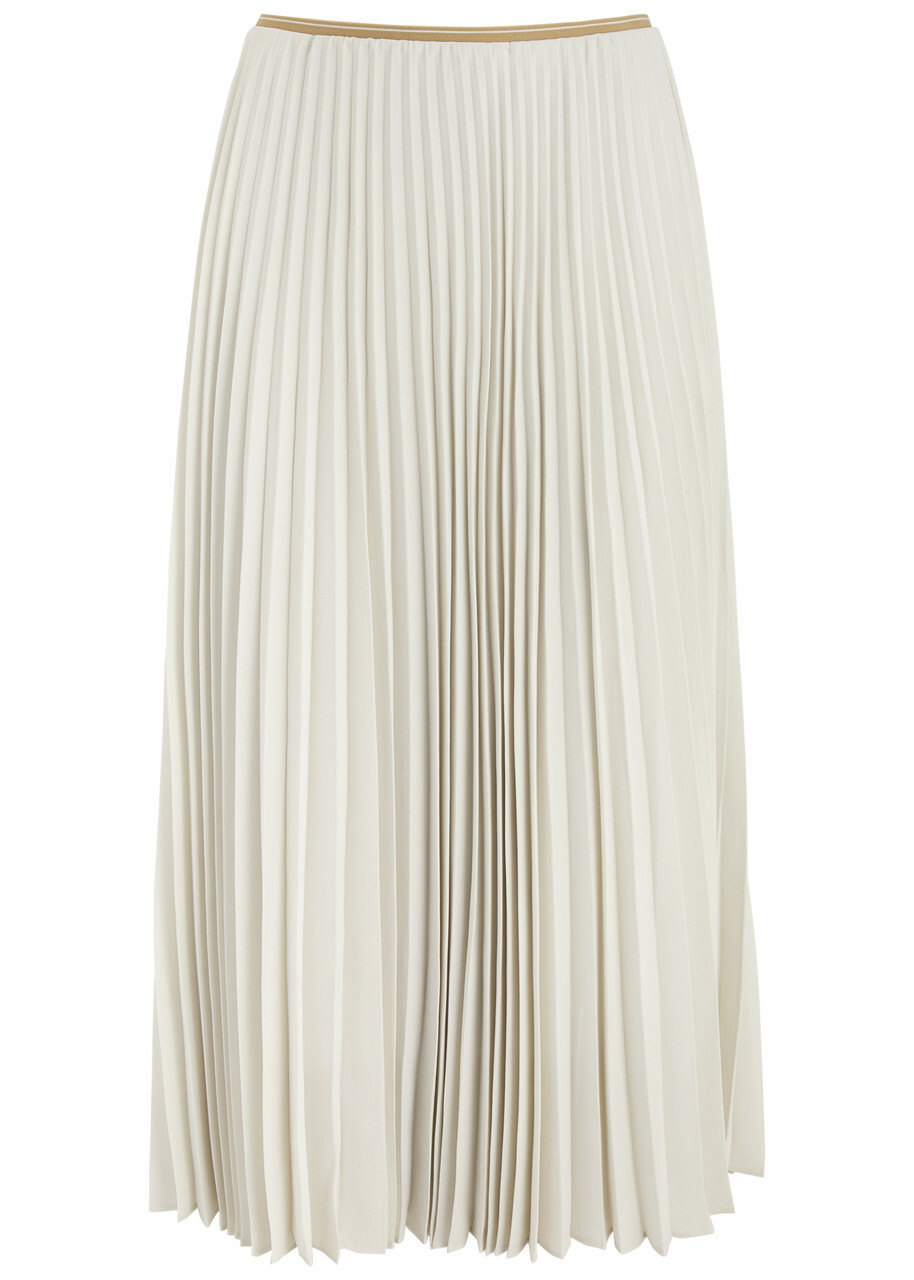 Vince Pleated Chiffon Midi Skirt Cream