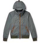 TOM FORD - Slim-Fit Leather-Trimmed Shell Hooded Bomber Jacket - Green