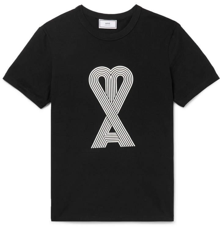 Photo: AMI - Logo-Print Cotton-Jersey T-Shirt - Black