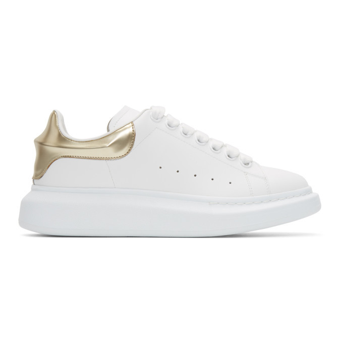 Photo: Alexander McQueen White and Gold Oversized Sneakers