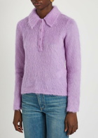 Chloe Brushed Knit Wool-blend Polo top Lilac