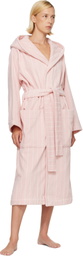 Tekla Pink & White Terry Hooded Bathrobe
