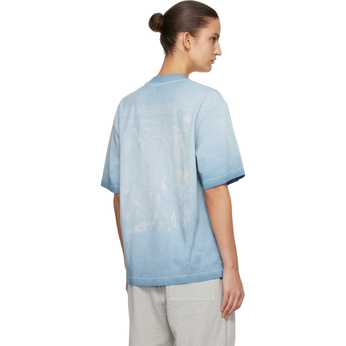 Stone Island Blue 2100002 Combed Organic Cotton Jersey 'Erosion' T-shirt