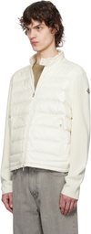 Moncler White Padded Wool Zip-Up Down Jacket