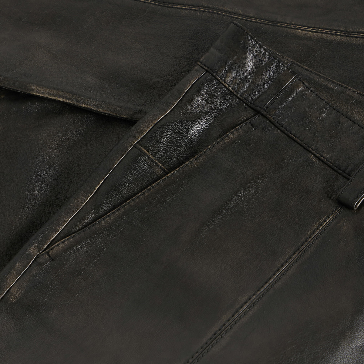 END. x Samsøe Samsøe Men's Savalentin Leather Trousers in Washed Black Olive