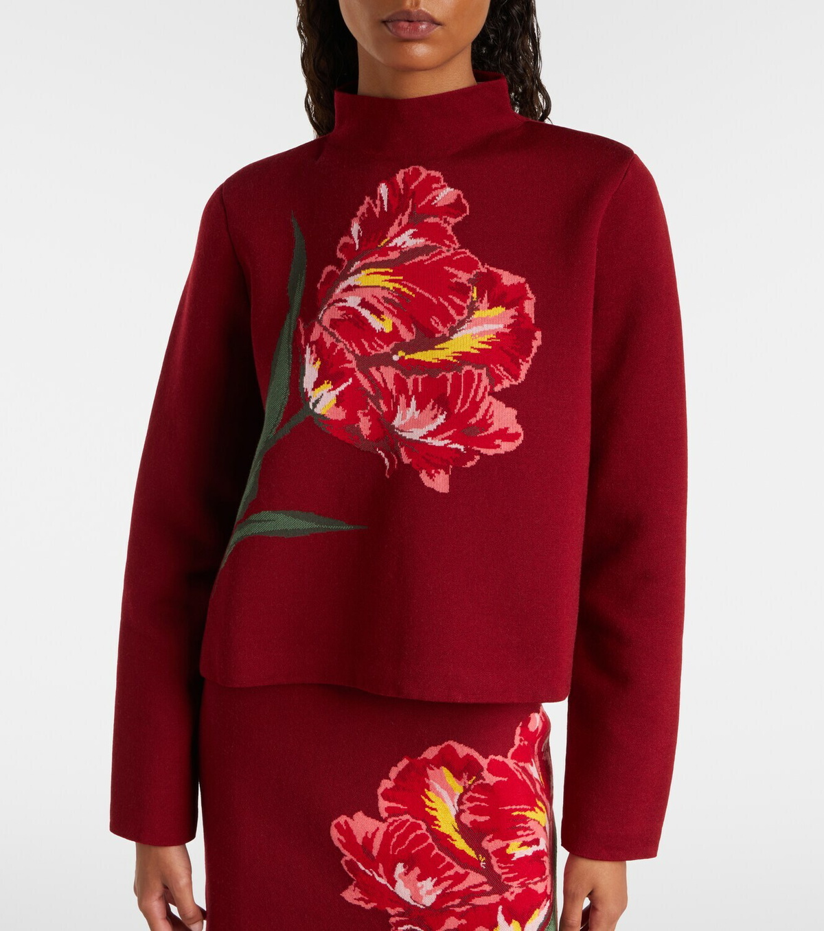 Carolina Herrera Floral jacquard cotton and wool sweater