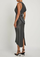 Victoria Beckham Draped Satin-crepe Midi Dress Brown
