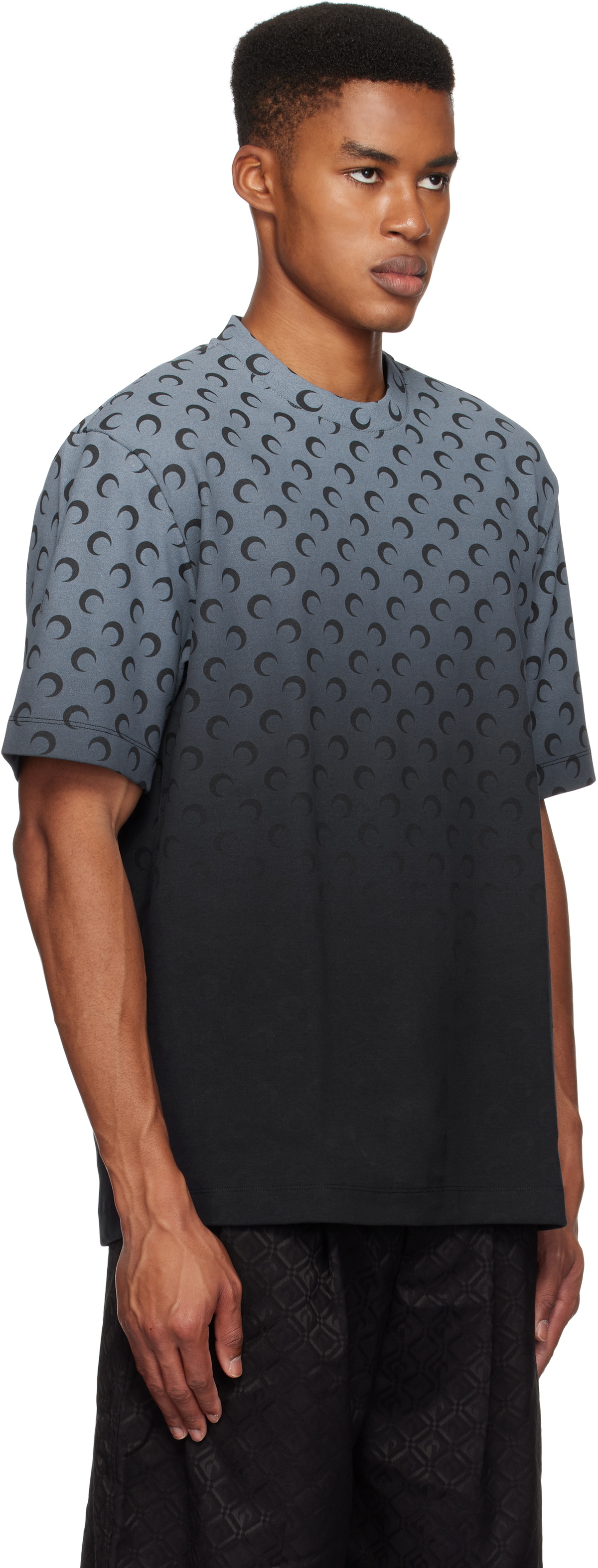 Marine Serre Black Cotton Jersey Loose Fit T-Shirt Marine Serre