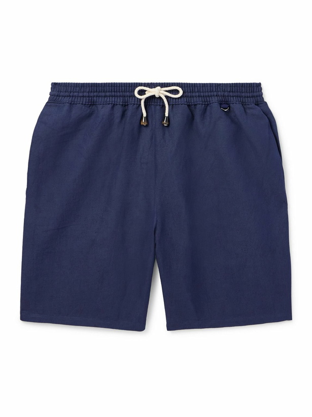 Photo: Rubinacci - Straight-Leg Mid-Length Linen Swim Shorts - Blue