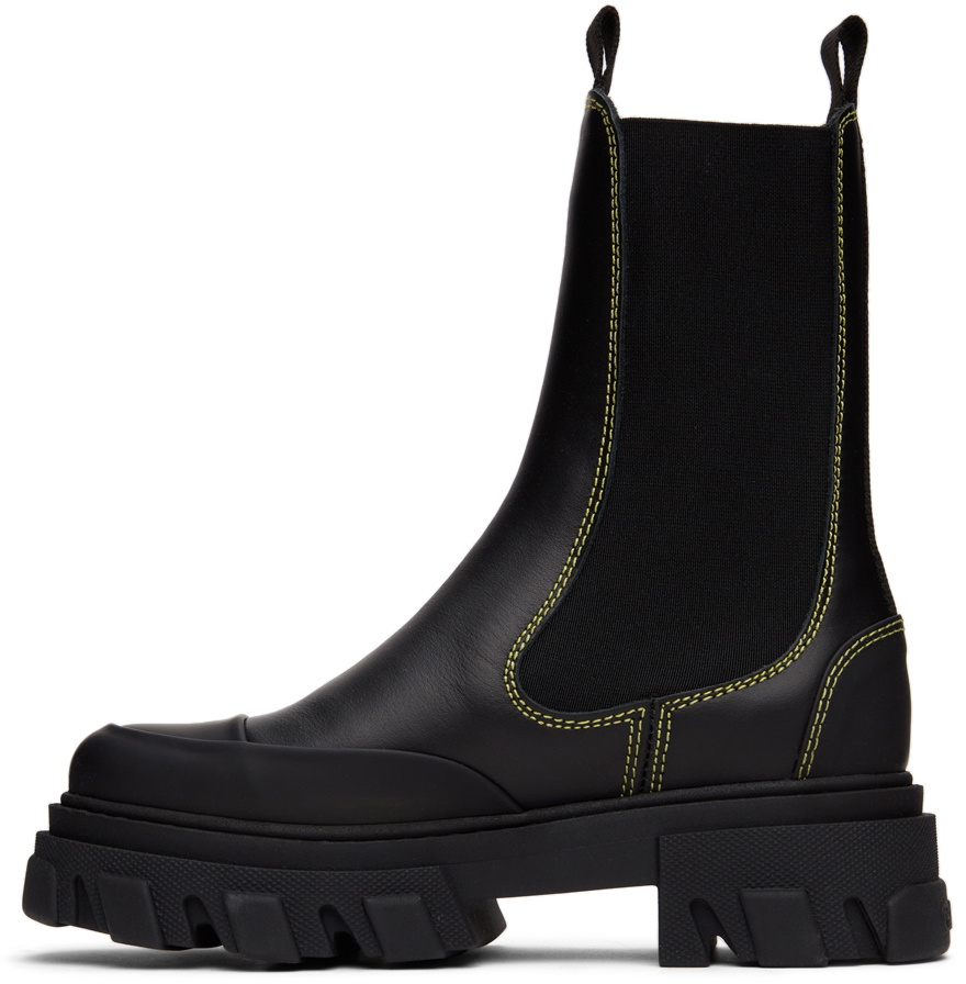 GANNI Black Cleated Mid Chelsea Boots