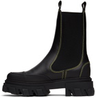 GANNI Black Cleated Mid Chelsea Boots