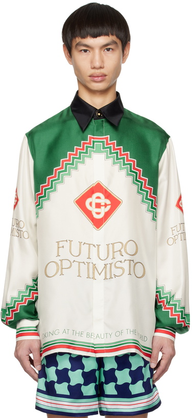 Photo: Casablanca Green & White Futuro Optimisto Shirt