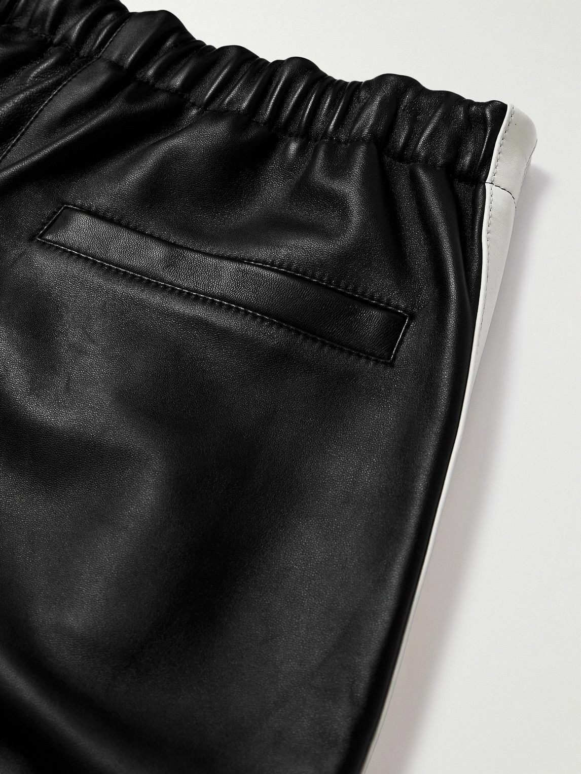 Marni - Straight-Leg Striped Nappa Leather Trousers - Black