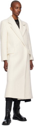 BOSS Off-White Bouclé-Tweed Slim-Fitting Coat
