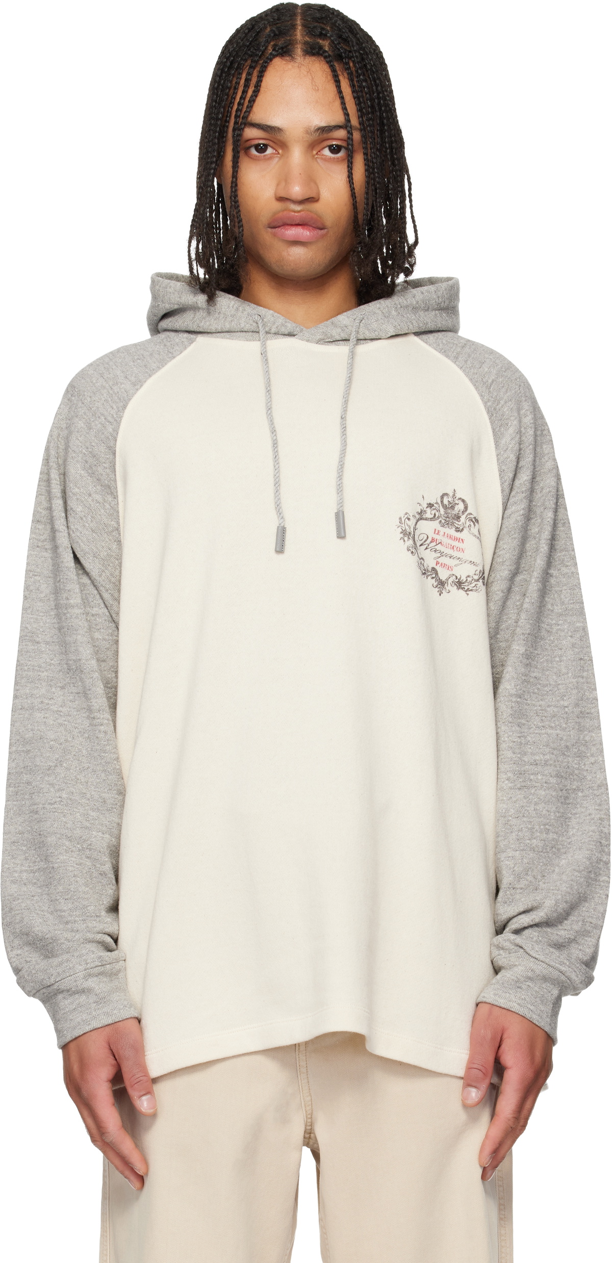 WOOYOUNGMI Off-White & Gray Crown Graphic Hoodie