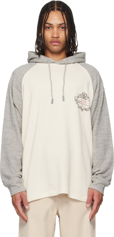 Photo: WOOYOUNGMI Off-White & Gray Crown Graphic Hoodie