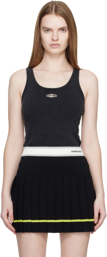 Photo: Casablanca Black Corrosion Ribbed Tank Top