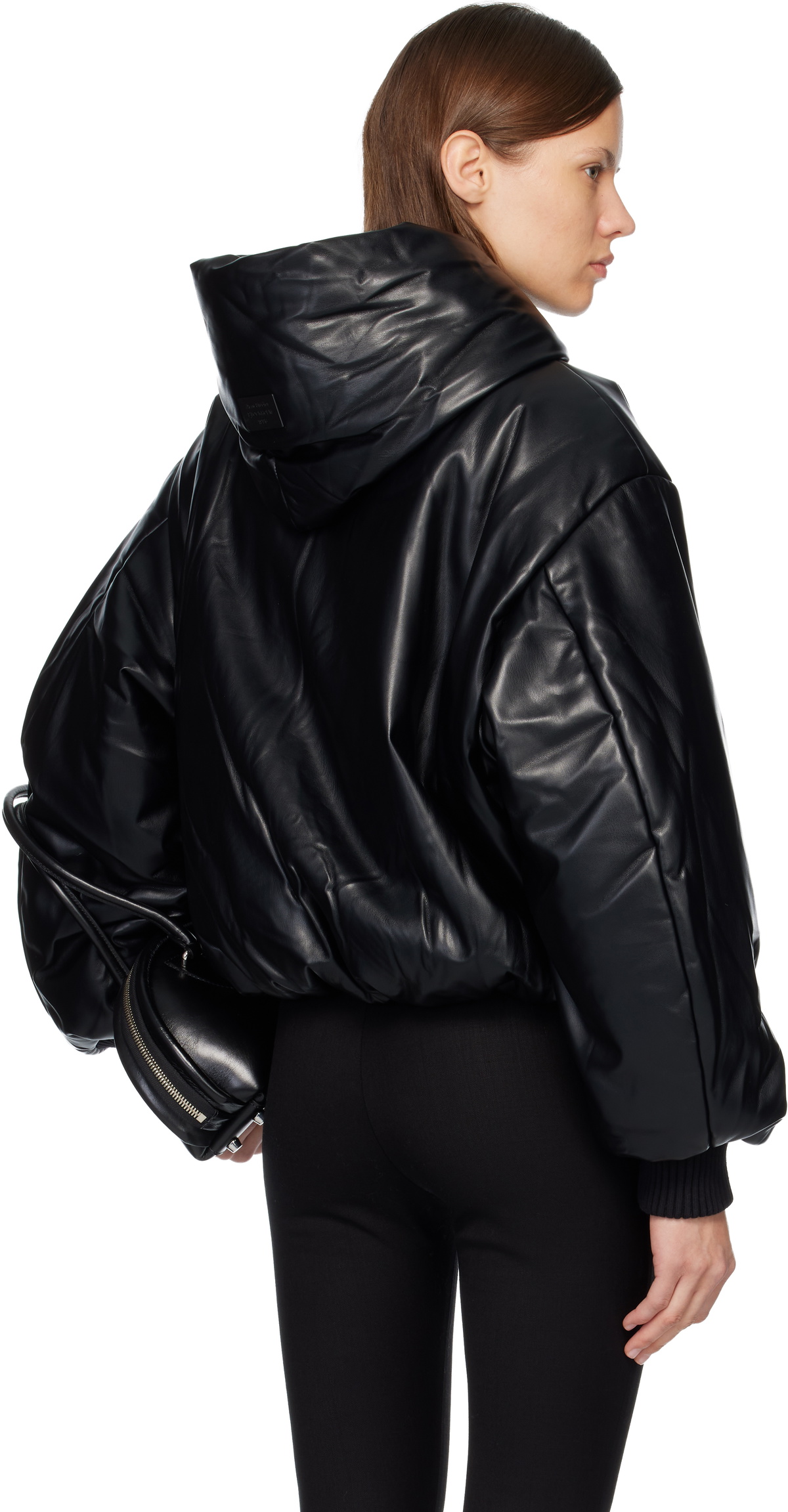 Acne Studios Black Hooded Faux-Leather Jacket
